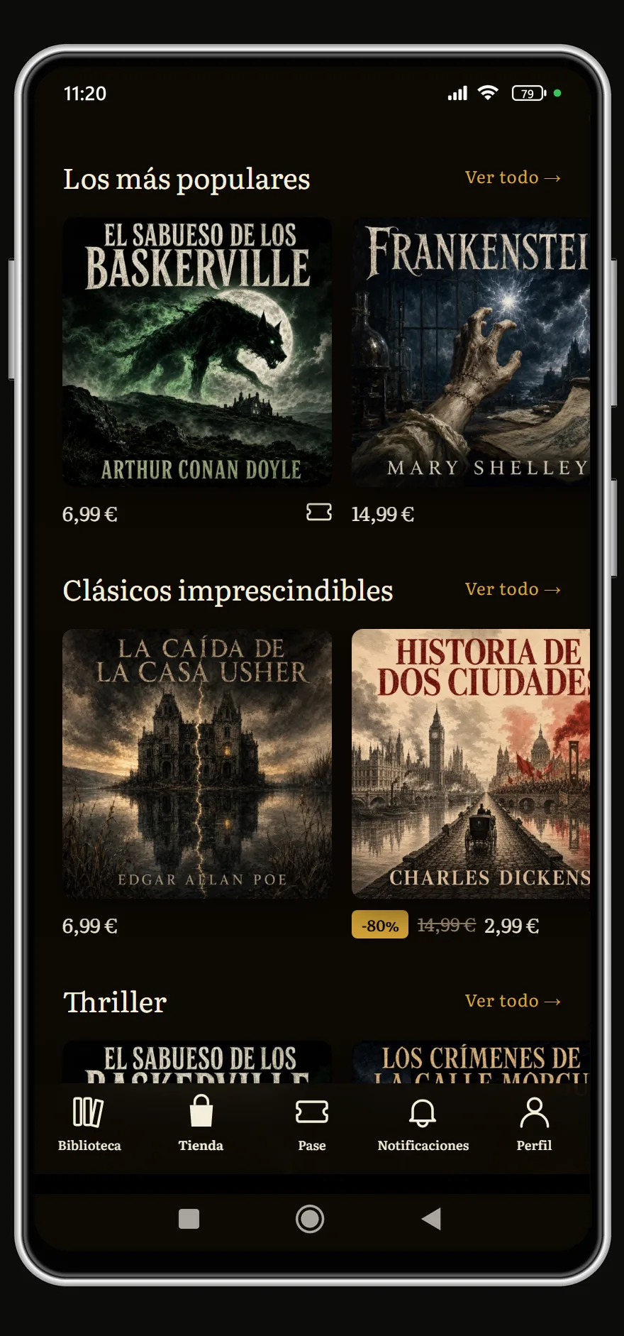 Los más populares: El sabueso de los Baskerville y Frankenstein; clásicos imprescindibles: La caída de la casa Usher e Historia de dos ciudades