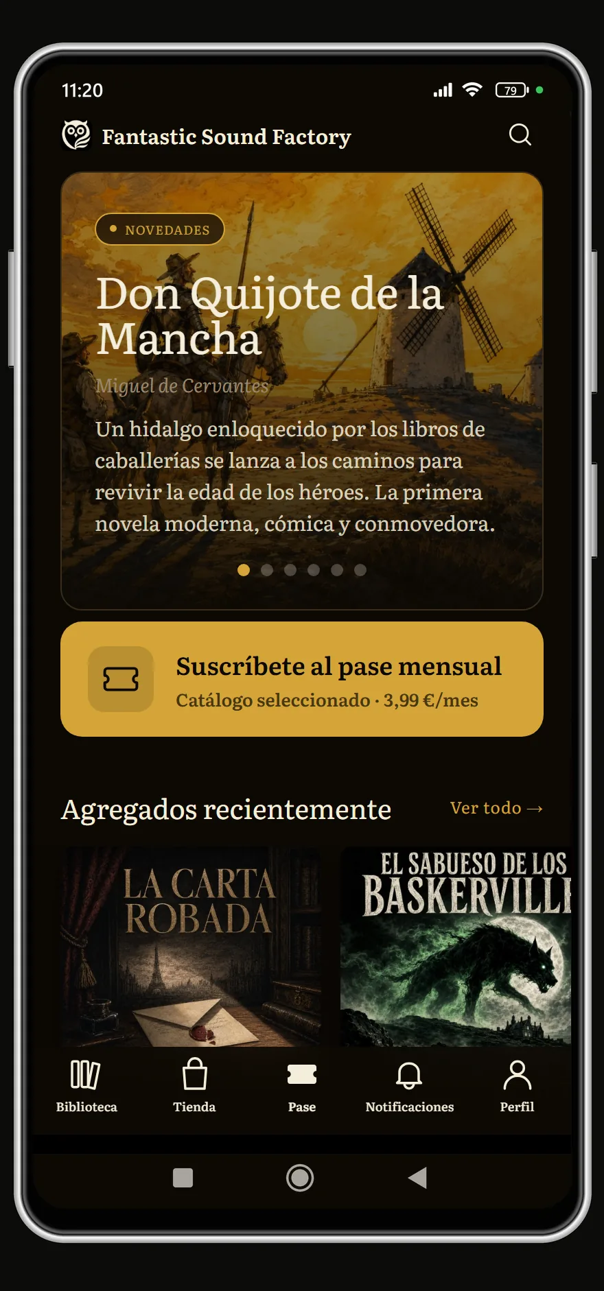 Pase mensual: Don Quijote de la Mancha en novedades y La Carta Robada y El sabueso de los Baskerville agregados recientemente